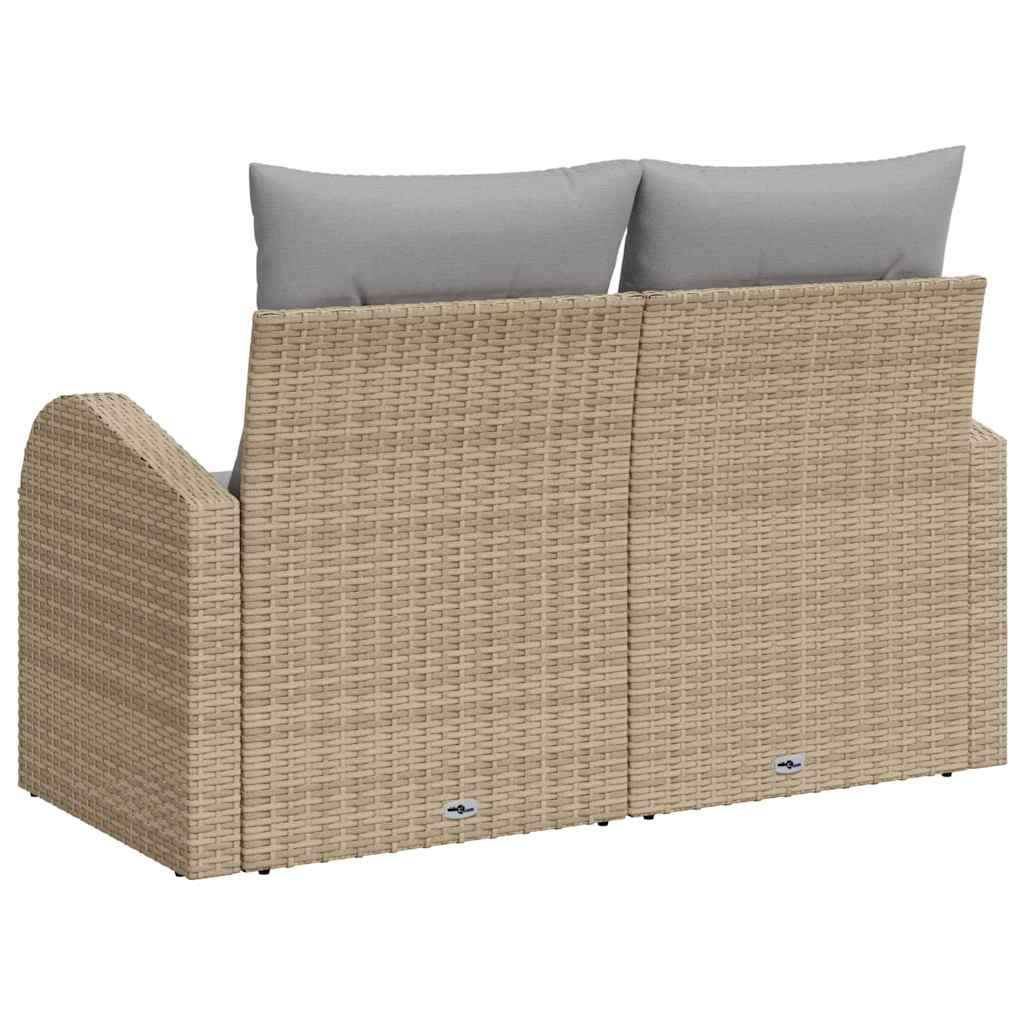 Gartensofa mit Kissen Beige 124 x 62 x 69cm Poly-Rattan